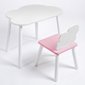 Комплект детский стол ОБЛАЧКО и стул ОБЛАЧКО ROLTI Baby (белая столешница/розовое сиденье/белые ножки) в Ишиме - ishim.mebel24.online | фото