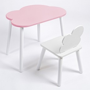 Комплект детский стол ОБЛАЧКО и стул ОБЛАЧКО ROLTI Baby (розовая столешница/белое сиденье/белые ножки) в Ишиме - ishim.mebel24.online | фото