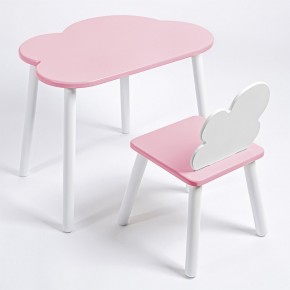 Комплект детский стол ОБЛАЧКО и стул ОБЛАЧКО ROLTI Baby (розовая столешница/розовое сиденье/белые ножки) в Ишиме - ishim.mebel24.online | фото