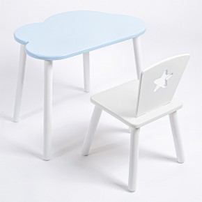 Комплект детский стол ОБЛАЧКО и стул ЗВЕЗДА ROLTI Baby (голубая столешница/белое сиденье/белые ножки) в Ишиме - ishim.mebel24.online | фото 1