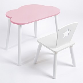 Комплект детский стол ОБЛАЧКО и стул ЗВЕЗДА ROLTI Baby (розовая столешница/белое сиденье/белые ножки) в Ишиме - ishim.mebel24.online | фото