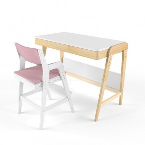 Комплект растущий стол и стул с чехлом 38 попугаев «Вуди» (Белый, Белый, Розовый) в Ишиме - ishim.mebel24.online | фото