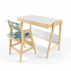 Комплект растущий стол и стул с чехлом 38 попугаев «Вуди» (Белый, Береза, Салют) в Ишиме - ishim.mebel24.online | фото
