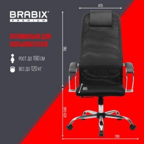 Кресло BRABIX PREMIUM "Ultimate EX-800" хром, плотная двойная сетка Х2, черное, 532911 в Ишиме - ishim.mebel24.online | фото 6