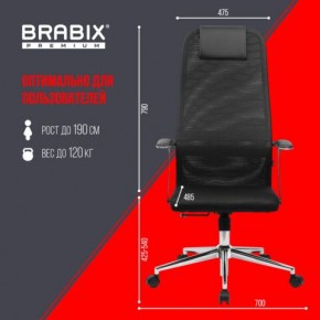 Кресло BRABIX PREMIUM "Ultimate EX-801" хром, плотная двойная сетка Х2, черное, 532917 в Ишиме - ishim.mebel24.online | фото 7