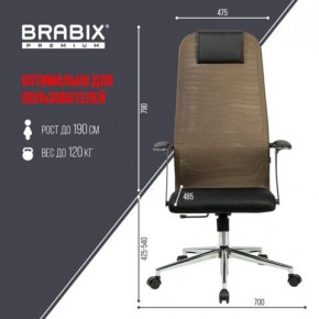 Кресло BRABIX PREMIUM "Ultimate EX-801" хром, плотная двойная сетка Х2, черное/коричневое, 532920 в Ишиме - ishim.mebel24.online | фото 6