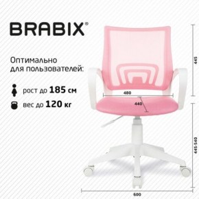 Кресло BRABIX "Fly MG-396W", с подлокотниками, пластик белый, сетка, розовое, 533008 в Ишиме - ishim.mebel24.online | фото 5