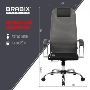 Кресло офисное BRABIX PREMIUM "Ultimate EX-800" хром, плотная двойная сетка Х2, черное/серое, 532912 в Ишиме - ishim.mebel24.online | фото 3