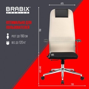 Кресло офисное BRABIX PREMIUM "Ultimate EX-801" хром, плотная двойная сетка Х2, черное/бежевое, 532919 в Ишиме - ishim.mebel24.online | фото 6