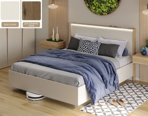 Кровать (Бело-серый U775 ST9/Дуб Галифакс Табак) 1400 в Ишиме - ishim.mebel24.online | фото
