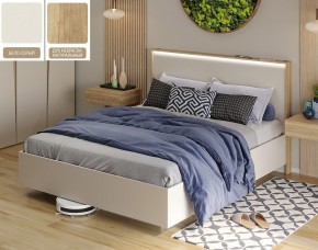Кровать (Бело-серый U775 ST9/Дуб Небраска натуральный) 1400 в Ишиме - ishim.mebel24.online | фото
