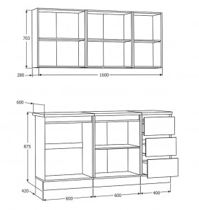 Кухня Хилтон 1.6 м (Белый текстурный/Дуб Вотан) в Ишиме - ishim.mebel24.online | фото 3