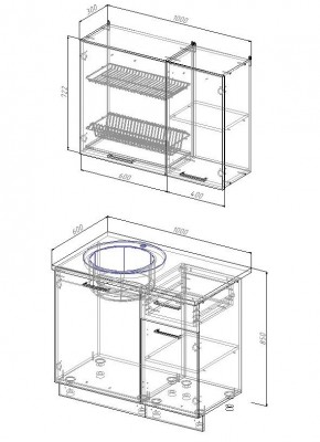 Кухонный гарнитур Антик 1000 (Стол. 26мм) в Ишиме - ishim.mebel24.online | фото 2
