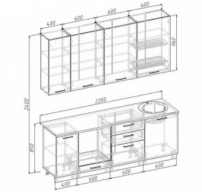 Кухонный гарнитур Антрацит 2200 (Стол. 26мм) в Ишиме - ishim.mebel24.online | фото 3