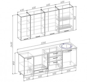 Кухонный гарнитур Дели 2200 (Стол. 26мм) в Ишиме - ishim.mebel24.online | фото 2