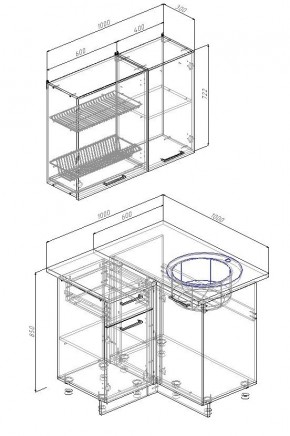 Кухонный гарнитур угловой Жемчуг 1000х1000 (Стол. 26мм) в Ишиме - ishim.mebel24.online | фото 2