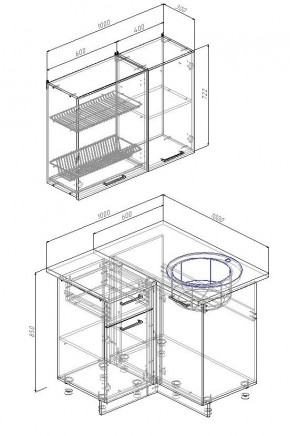 Кухонный гарнитур угловой Жемчуг 1000х1000 (Стол. 38мм) в Ишиме - ishim.mebel24.online | фото 2