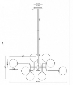 Люстра на штанге Maytoni Erich MOD221-PL-12-G в Ишиме - ishim.mebel24.online | фото 3