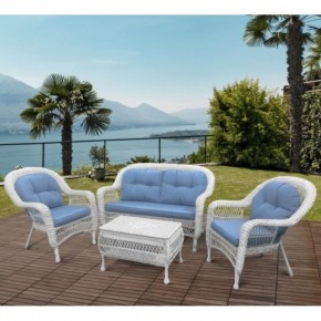 Плетеный комплект для отдыха из искусственного ротанга  LV-520 White/Blue в Ишиме - ishim.mebel24.online | фото 1