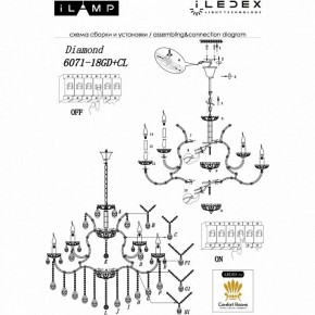 Подвесная люстра iLamp Diamond 6071-18 GD+CL в Ишиме - ishim.mebel24.online | фото 2