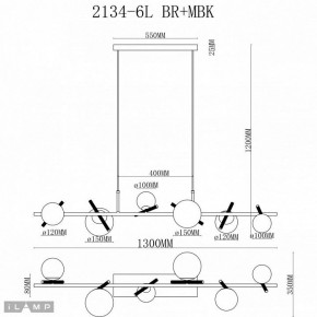 Подвесной светильник iLamp Golden 2134-6L BR+MBK в Ишиме - ishim.mebel24.online | фото 3