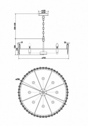 Подвесной светильник Maytoni Puntes MOD043PL-08CH в Ишиме - ishim.mebel24.online | фото 4