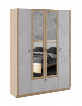 Шкаф 4 двери Глэдис М24 (Дуб Золотой/Цемент светлый) в Ишиме - ishim.mebel24.online | фото