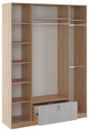 Шкаф 4 двери Глэдис М24 (Дуб Золотой/Цемент светлый) в Ишиме - ishim.mebel24.online | фото 2