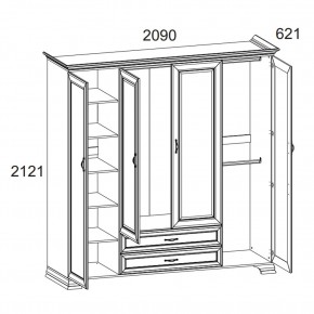 Шкаф 4D2S Z, TIFFANY, цвет вудлайн кремовый в Ишиме - ishim.mebel24.online | фото 1