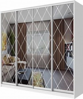 Шкаф-купе ХИТ 23-24/2-6666 РОМБ БОЛЬШОЙ НА 4 ФАСАДА в Ишиме - ishim.mebel24.online | фото