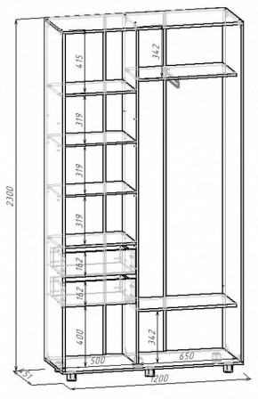 Шкаф-купе Удачный 1200x450x2300 в Ишиме - ishim.mebel24.online | фото 3