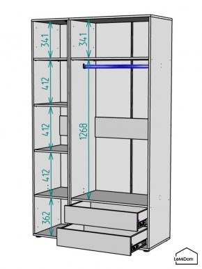Шкаф Linnea MHR-3-2 2050х1200х510 (ДВ-М 11.1.25) в Ишиме - ishim.mebel24.online | фото 3