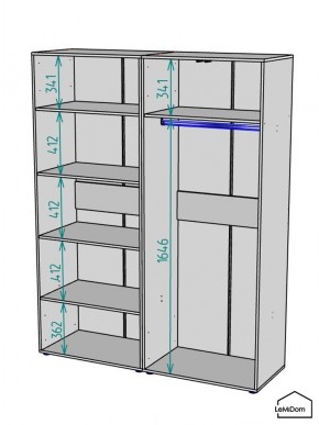 Шкаф Linnea MHR-4-1 2050х1600х510 (Графит-М 11.1.25) в Ишиме - ishim.mebel24.online | фото 3