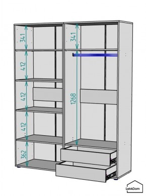 Шкаф Linnea MHR-4-2 2050х1600х510 (Графит-М 11.1.25) в Ишиме - ishim.mebel24.online | фото 3