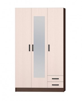 Шкаф распашной Эконом + Зеркало (Венге/Дуб Белфорд) в Ишиме - ishim.mebel24.online | фото 3