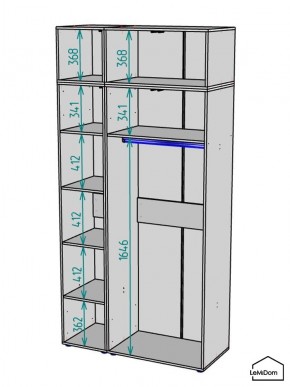 Шкаф с антресолью Linnea MHR-3A-1 2450х1200х510 (ДВ-М 11.1.25) в Ишиме - ishim.mebel24.online | фото 3