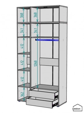 Шкаф с антресолью Linnea MHR-3A-2 2450х1200х510 (Графит-М 11.1.25) в Ишиме - ishim.mebel24.online | фото 3