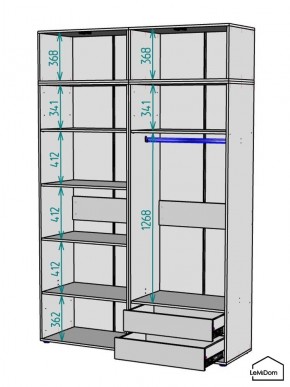 Шкаф с антресолью Linnea MHR-4A-2 2450х1600х510 (ДВ-М 11.1.25) в Ишиме - ishim.mebel24.online | фото 3