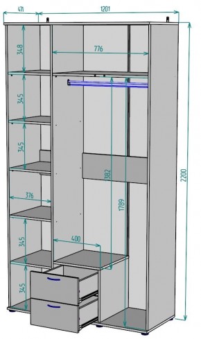 Шкаф с зеркалом Ольга H54_M в Ишиме - ishim.mebel24.online | фото 2