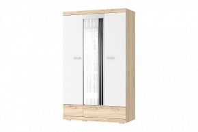 СОНАТА ШСЗ-1350 Шкаф 3дв (1 зерк.), 2ящ (дуб сонома/белый глянец) в Ишиме - ishim.mebel24.online | фото 1