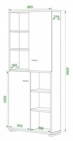 Стеллаж комбинированный Домино нельсон ПУ-30-2 в Ишиме - ishim.mebel24.online | фото 2