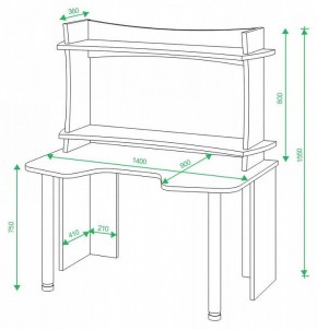 Стол компьютерный Домино lite СКЛ-Игр140 в Ишиме - ishim.mebel24.online | фото 2