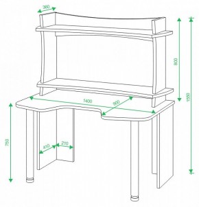 Стол компьютерный Домино Lite СКЛ-Игр140+НКИЛ140ВЛ в Ишиме - ishim.mebel24.online | фото 3