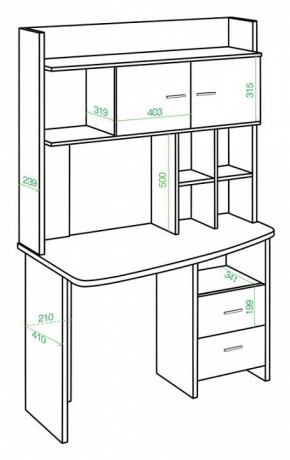 Стол компьютерный Домино Lite СКЛ-Крл120+НКЛХ-120 в Ишиме - ishim.mebel24.online | фото 2