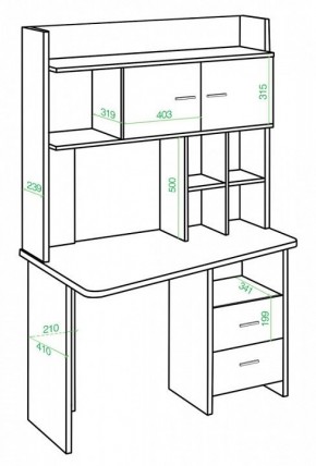 Стол компьютерный Домино Lite СКЛ-Трап120+НКЛХ-120 КВ ЛЕВ в Ишиме - ishim.mebel24.online | фото 2