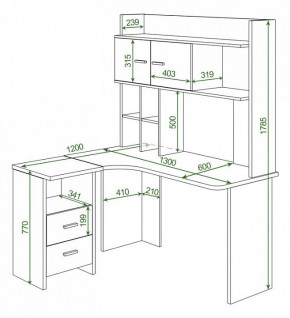 Стол компьютерный Домино Lite СКЛ-Угл130+НКЛХ-130 в Ишиме - ishim.mebel24.online | фото 2