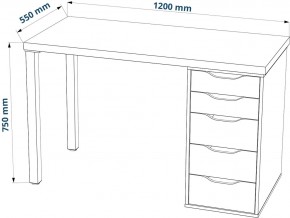 Стол письменный Ингар 1/5Т 120x75x55, дуб беленый/белый в Ишиме - ishim.mebel24.online | фото