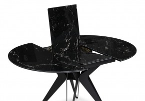Стол стеклянный Рикла 110(150)х110х76 черный мрамор / черный в Ишиме - ishim.mebel24.online | фото 4