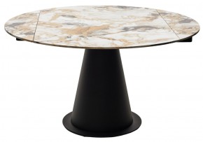 Стол TERAMO 135 GLOSS GRAND JADE SOLID CERAMIC, керамика, поворотн.механизм / Черный каркас, ®DISAUR в Ишиме - ishim.mebel24.online | фото
