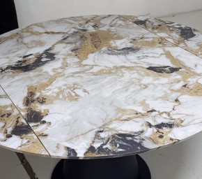 Стол TERAMO 135 GLOSS GRAND JADE SOLID CERAMIC, керамика, поворотн.механизм / Черный каркас, ®DISAUR в Ишиме - ishim.mebel24.online | фото 4